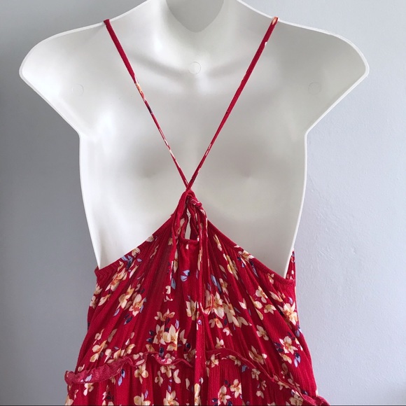 🏝️ Xhilaration Red Floral Maxi Cami Dress • M - Picture 5 of 6